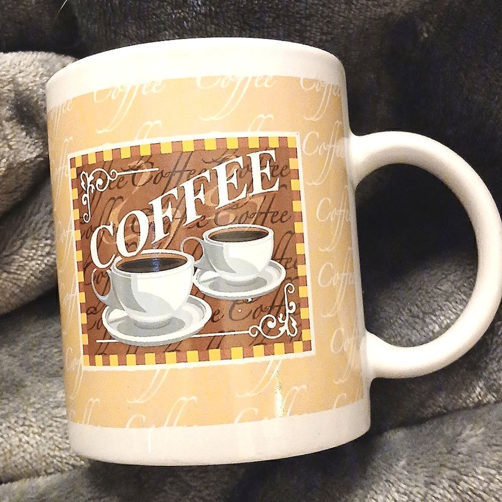 HOUSTON HARVEST Coffee Mug Brown, GOLD, OFF White Background